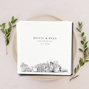 Las Vegas Skyline Wedding Paper Cocktail Napkin