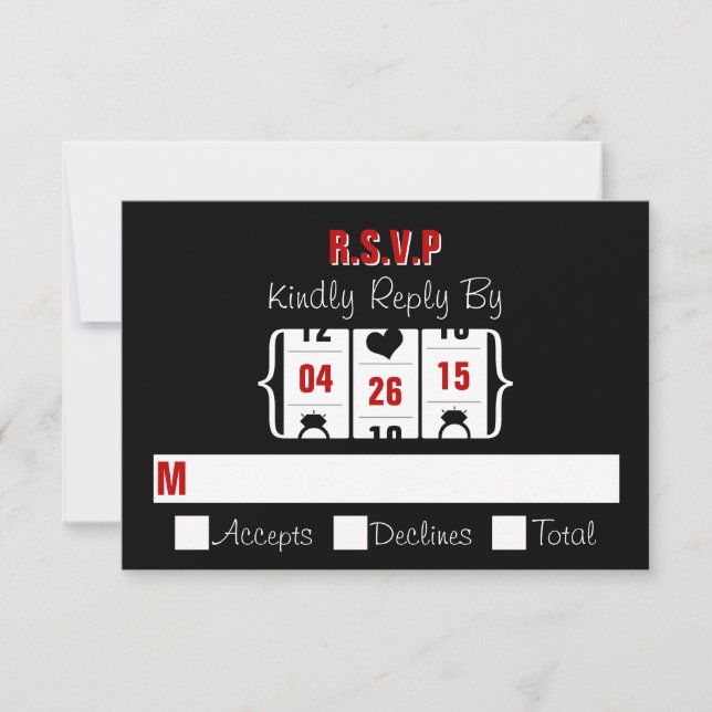 Las Vegas Slot Machine Wedding RSVP Card (Front)