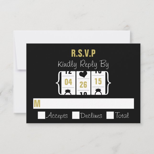 Las Vegas Slot Machine Wedding RSVP Card (Front)