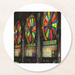 Las VEGAS-SLOTS Round Paper Coaster