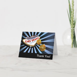 Las Vegas Starburst Thank You baby blue black gold Card
