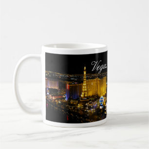 Las Vegas Strip,  Aerial View of Night Lights Coffee Mug