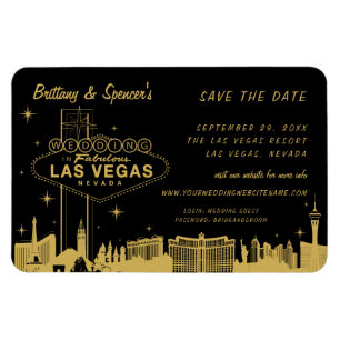 Las Vegas Strip Black and Gold Save the Date Magnet