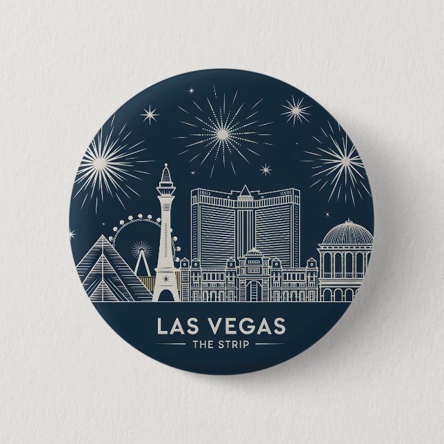 Las Vegas Strip Nevada Skyline Line Art Cityscape 6 Cm Round Badge (Front)