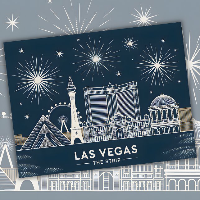 Las Vegas Strip Nevada Skyline Line Art Cityscape Postcard (Las Vegas Strip Nevada Skyline Line Art Cityscape Postcard)