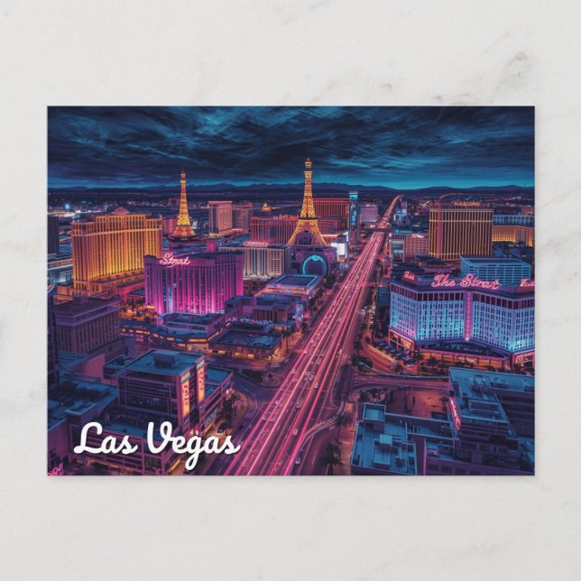 Las Vegas Strip Night City Art Postcard (Front)