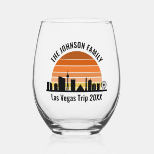 Las Vegas Strip Sunset Custom Vacation Stemless Wine Glass