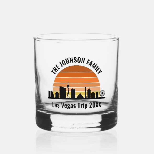 Las Vegas Strip Sunset Custom Vacation Whiskey Glass (Front)