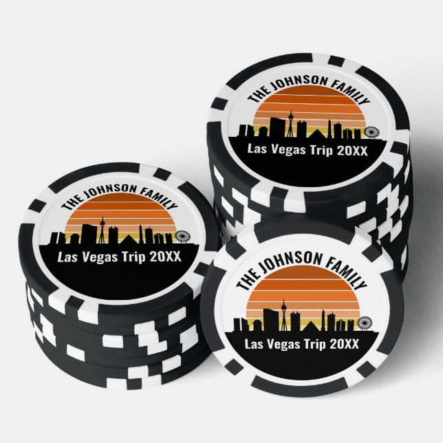 Las Vegas Strip Sunset Customised Party Poker Chips (Stack)