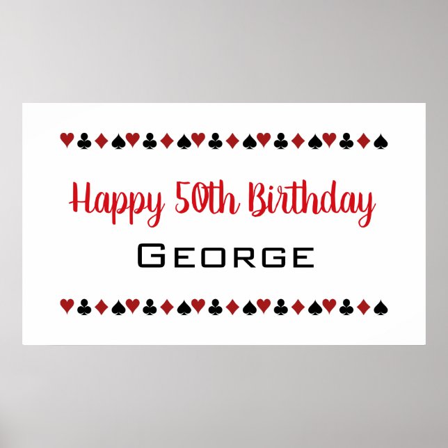 Las Vegas Style Casino Card Suits Birthday Poster (Front)