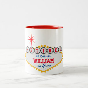 Las Vegas Style Sign Retired Personalise Two-Tone Coffee Mug