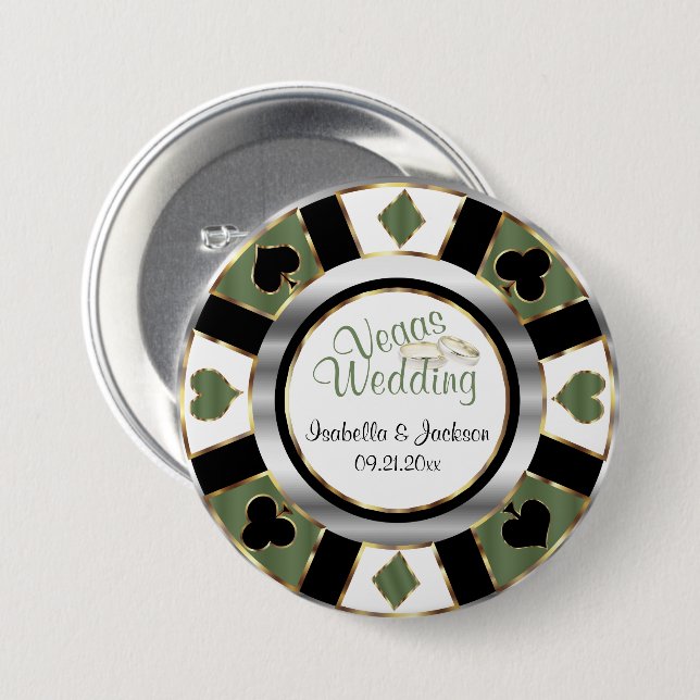 Las Vegas Style Wedding - Green 7.5 Cm Round Badge (Front & Back)