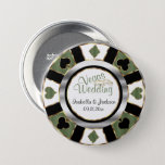 Las Vegas Style Wedding - Green 7.5 Cm Round Badge<br><div class="desc">Button Pins. Las Vegas Style Wedding in soft olive green with gold and silver accents Poker Chip Design. ⭐This Product is 100% Customisable. Graphics and /or text can be added, deleted, moved, resized, changed around, rotated, etc... 99% of my designs in my store are done in layers. This makes it...</div>