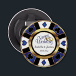 Las Vegas Styled Wedding - Gold, White & Blue Bottle Opener<br><div class="desc">Bottle Opener. Personalise Las Vegas Style Wedding - Gold, Blue and White. 📌If you need further customisation, please click the "Click to Customise further" or "Customise or Edit Design" button and use our design tool to resize, rotate, change text colour, add text and so much more. ⭐This Product is 100%...</div>