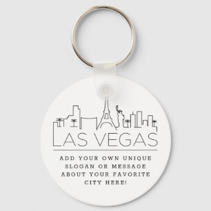 Las Vegas Stylized Skyline   Custom Slogan Key Ring