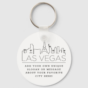 Las Vegas Stylized Skyline   Custom Slogan Key Ring