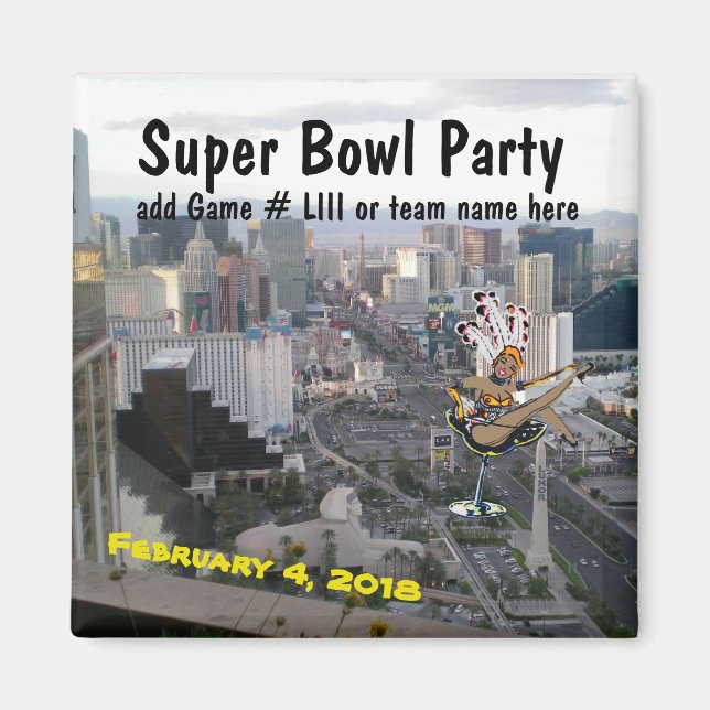 Las Vegas Super Football Party with showgirl Magnet (Front)