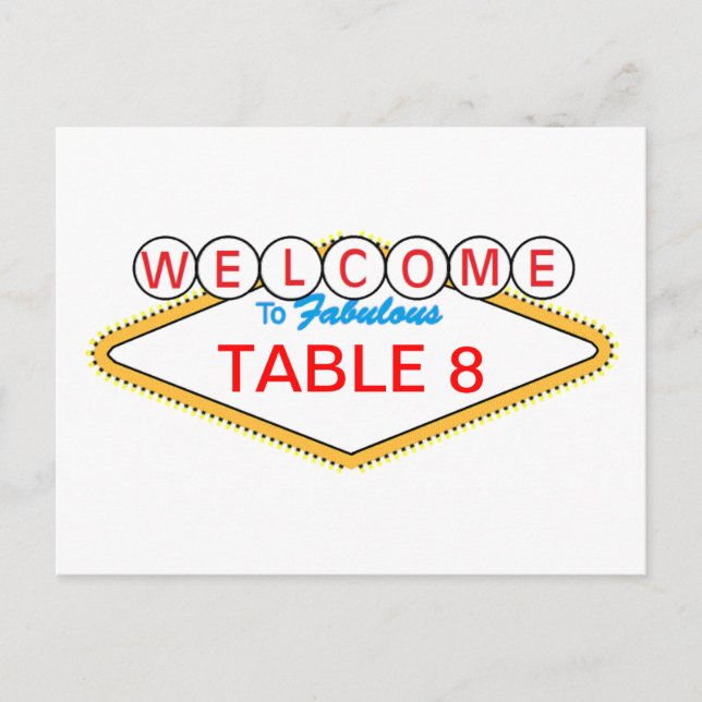 Las Vegas Table Number Postcard (Front)