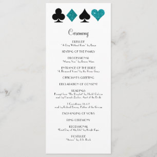 Las Vegas Teal Glitter Wedding Program