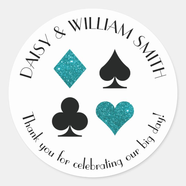 Las Vegas Theme Custom Text Sticker Teal Glitter (Front)