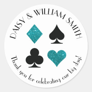 Las Vegas Theme Custom Text Sticker Teal Glitter