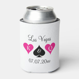 Las Vegas theme monogrammed wedding can coolers
