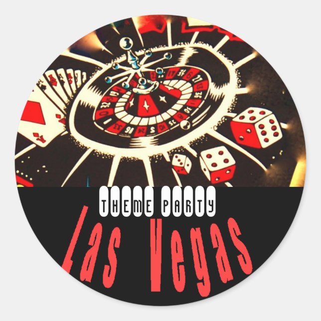Las Vegas Theme party Classic Round Sticker (Front)