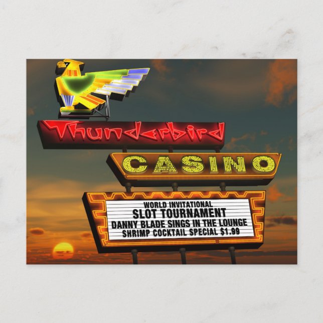 Las Vegas Thunderbird Retro Neon Sign Postcard (Front)