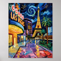 Las Vegas Travel Van Gogh Style Casino Night City