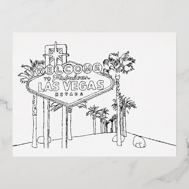 Las Vegas Vacation Drawing Vacation Art Travelling Foil Holiday Postcard (Front)