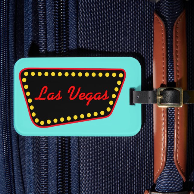 Las Vegas Vacation Suitcase Honeymoon Luggage Tag (Front Insitu 4)