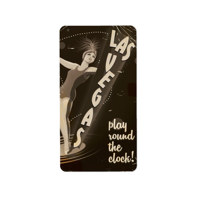 Las Vegas vintage travel poster Label (Front)