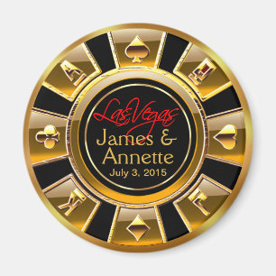 Las Vegas VIP Gold and Black Casino Chip Favour Magnet