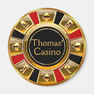 Las Vegas VIP Red Gold Black Casino Chip Favour Magnet