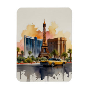 Las Vegas watercolor art Magnet