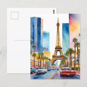 Las Vegas watercolor art Postcard