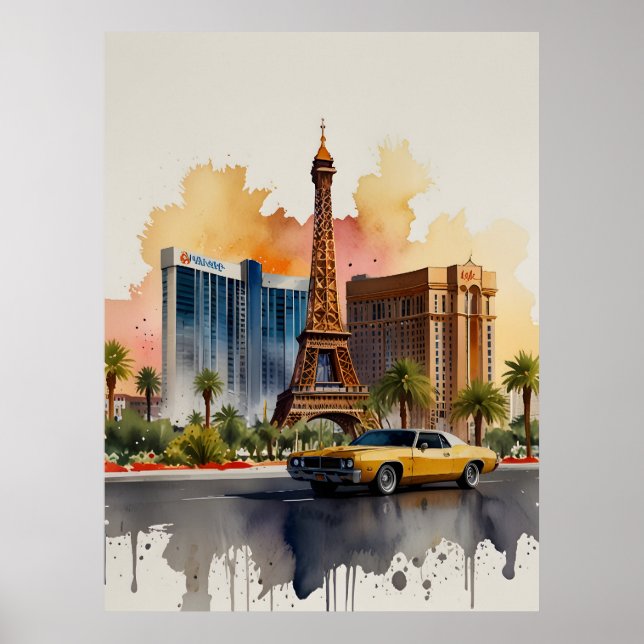 Las Vegas watercolor art Poster (Front)