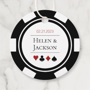 Las Vegas Wedding Black White Poker Chip Favour Tags