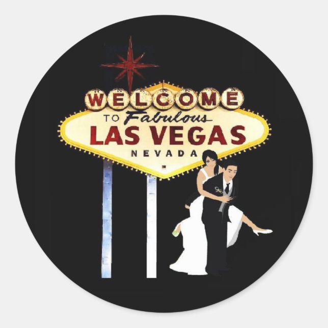 Las Vegas Wedding Bride & Groom Sticker (Front)