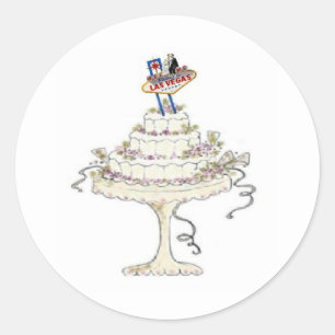 Las Vegas Wedding Cake with Bride & Groom Sticker