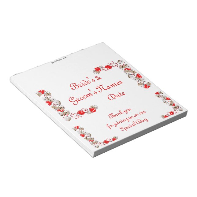 Las Vegas Wedding Candy Bar Wrapper Party Favour Notepad (Angled)