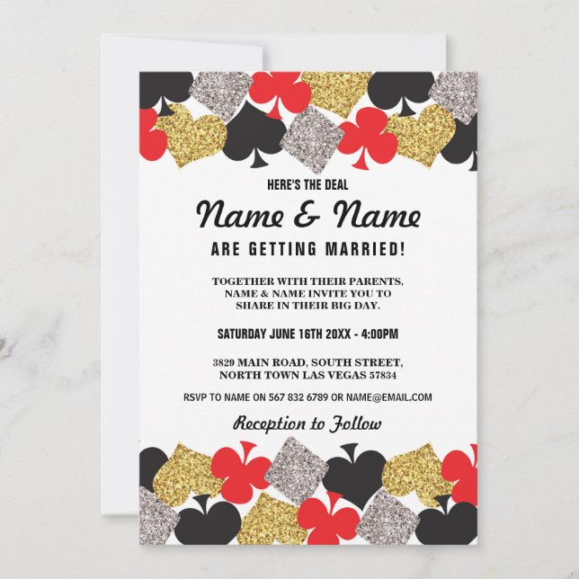 Las Vegas Wedding Casino Royale Party Cards Invite (Front)