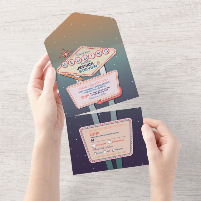 Las Vegas Wedding Casino Wedding Invite RSVP (Tearaway)