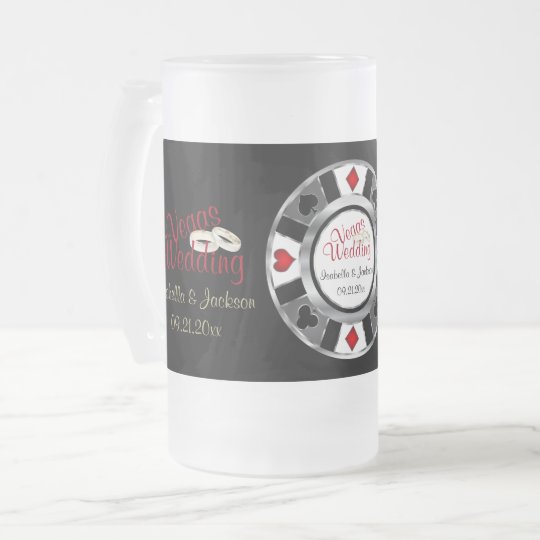 Las Vegas Wedding Couple Frosted Glass Beer Mug