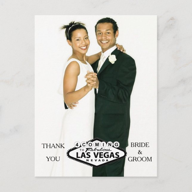 Las Vegas Wedding Custom Photo Thank You Announcement Postcard (Front)