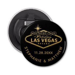 Las Vegas Wedding Date Favour Magnetic Bottle Opener