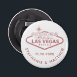 Las Vegas Wedding Date Favour Magnetic Pink Bottle Opener<br><div class="desc">A fun and useful favour or bridal party gift for a Las Vegas destination wedding is this rose gold blush pink and white magnetic bottle opener with a custom "wedding in fabulous Las Vegas sign" and personalised couple's names and wedding date. They are affordable and fun keepsakes as well! The...</div>