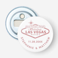 Las Vegas Wedding Date Favour Magnetic Pink