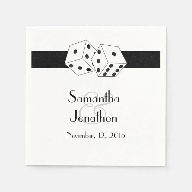 Las Vegas Wedding Dice Theme Black and White Napkin (Front)