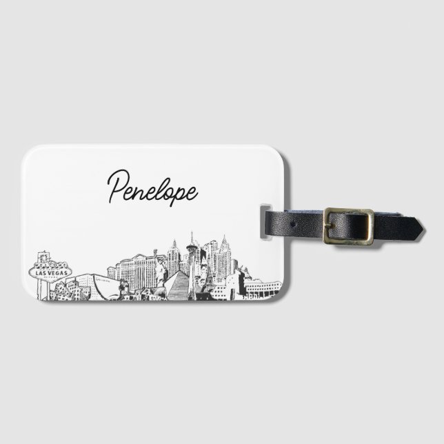 Las Vegas Wedding Favour Personalised Luggage Tag (Front Horizontal)